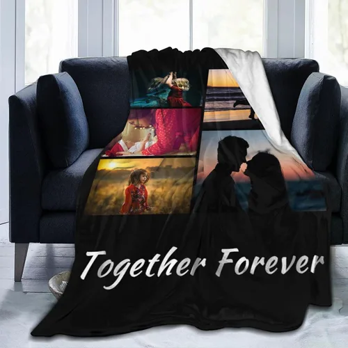 Miniatura 8 de Manta de cama personalizada con texto de fotos, mantas personalizadas con collage de fotos, mantas personalizadas para regalo de cumpleaños 1 Foto