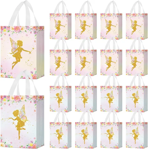 Miniatura 14 de Locmeo 24 bolsas de recuerdo de fiesta con asas reutilizables no tejidas para dulces, bolsas de regalo para niñas y niños, cumpleaños, baby shower