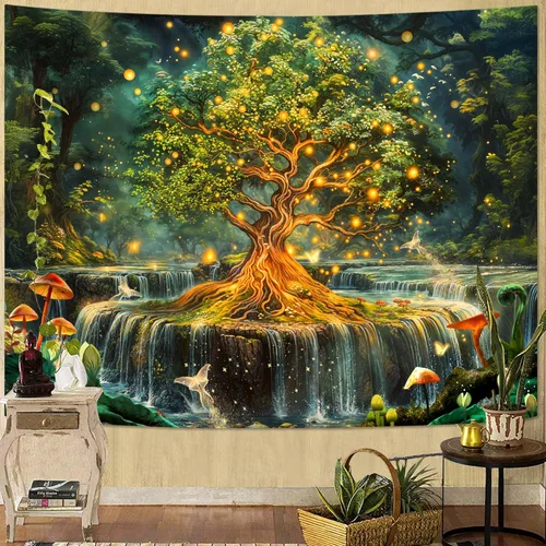 Miniatura 10 de Spenlife Tapiz del Árbol de la Vida en Blanco y Negro para Dormitorio, Tapices Espirituales Estéticos, Tapices de Árbol Estéticos, Tapiz Estético