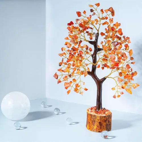 Miniatura 3 de Crocon® Árbol de la vida de cristal de cornalina con pulsera y 2 colgantes, decoración de árbol de gemas de Feng Shui, cristales curativos, regalos