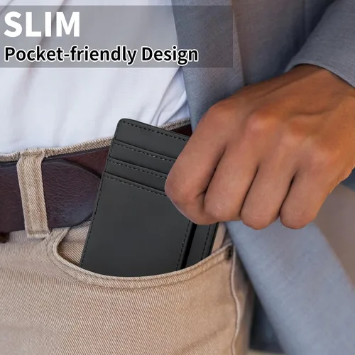 Miniatura 27 de Cartera Chelmon Slim RFID - Cartera de bolsillo frontal minimalista para tarjetas de crédito delgadas