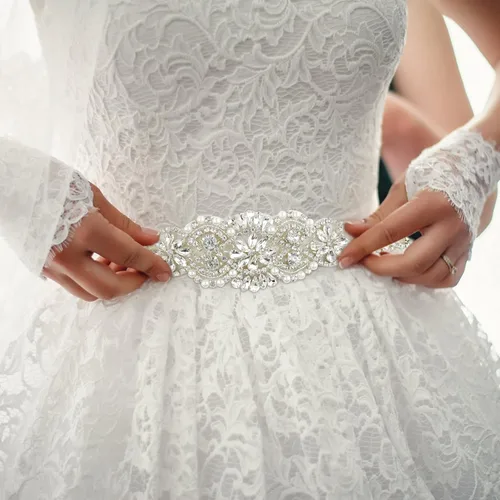 Miniatura 5 de CIEHER Cinturón de diamantes de imitación para mujer, cinturón de boda, cinturón de cristal para vestido de boda, cinturón con cinta