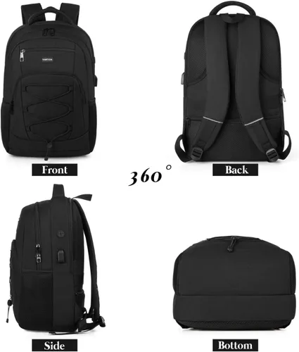 Miniatura 6 de YAMTION Mochila escolar para hombres y mujeres, mochila universitaria para adolescentes, mochila para computadora portátil, mochila escolar con Negro