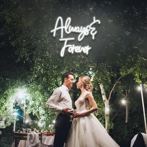Miniatura 2 de Ineonlife Letrero de neón con texto en inglés «Always Forever» para decoración de pared, letras blancas «Love Oh Baby», luces LED para boda
