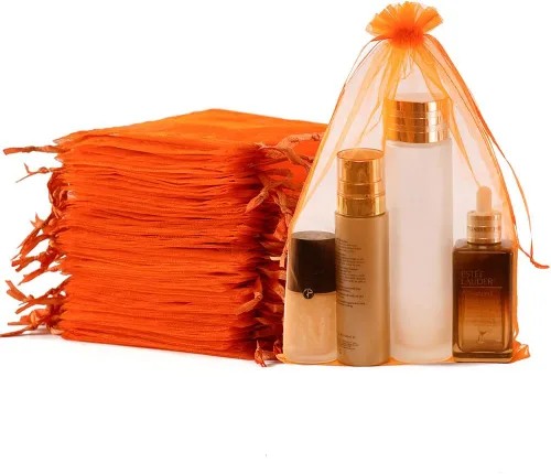 Miniatura 21 de Meowoo 100 bolsas de organza, bolsas de malla pequeñas de 3 x 4 pulgadas con cordón, bolsas de regalo de malla con cordón para joyas, dulces