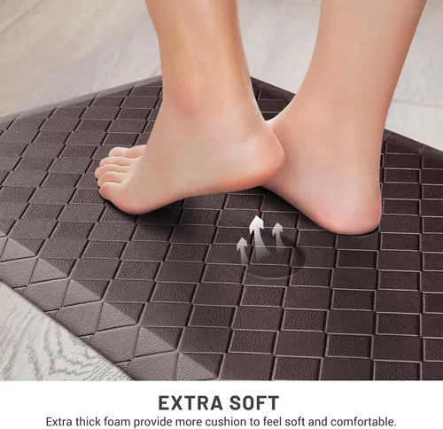 Miniatura 4 de HappyTrends - Tapete acolchado antifatiga y antideslizante, 17.3 x 28 pulgadas, grueso, resistente, impermeable, ergonómico, cómodo, para cocina