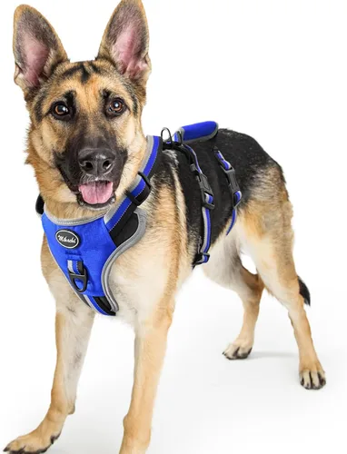 Miniatura 12 de Mihachi Arnés para perro a prueba de escapes, arnés para perro sin tirones con asa, suave acolchado reflectante y ajustable de cuerpo completo