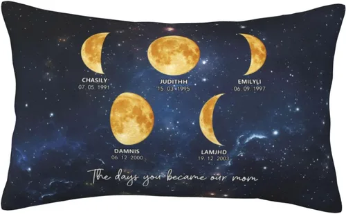 Miniatura 19 de Custom The Day You Became Our Mom Pillow Cover, Personalized Family Birth Moon Phase Pillowcases with Name Birthdate Gift for Mom Dad Father's Day