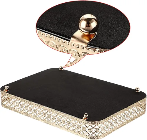 Miniatura 4 de ELLDOO - Bandeja para perfumes y maquillaje con hueco tallado, organizador de joyas y baratijas de vidrio y metal para cómoda y encimera de baño