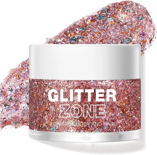 Miniatura 13 de LANGMANNI Gel holográfico con purpurina para el cuerpo, la cara, el cabello y los labios. Gel con purpurina que cambia de color bajo la luz. Vegano