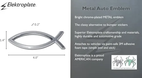 Miniatura 3 de Elektroplate Christian Fish - Emblema de metal cromado para automóviles, camiones y todos los automóviles, ajuste universal de 4 x 1.4 pulgadas