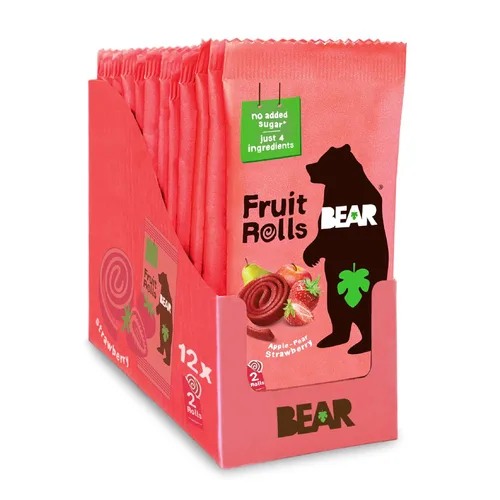 Miniatura 18 de BEAR Rollos de fruta real, paquete variado, 16 unidades (2 rollos por paquete)
