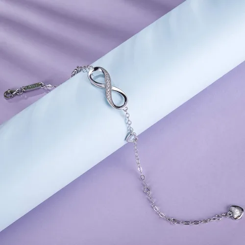 Miniatura 4 de Billie Bijoux Pulsera ajustable de plata de ley 925 con símbolo de amor infinito infinito para mujer