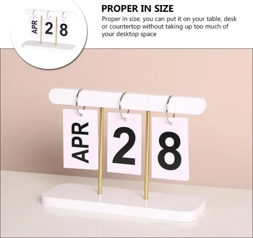 Miniatura 6 de BESTOYARD Calendario de escritorio perpetuo con bloques abatibles de madera de 6 x 4 x 2 pulgadas, pantalla de fecha reutilizable y organización que