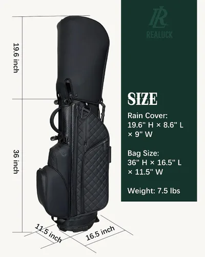 Miniatura 6 de Bolsa de golf de piel sintética para hombres, bolsas de golf con divisores de longitud completa de 14 vías, parte superior de felpa de lujo 2026