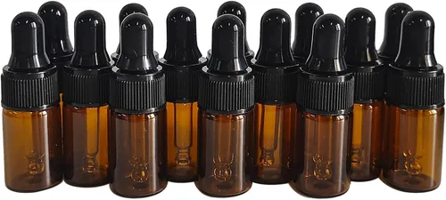 Miniatura 2 de Mini botella de vidrio ámbar con gotero, aceite esencial de 0.1 fl oz, cosméticos, perfume de viaje