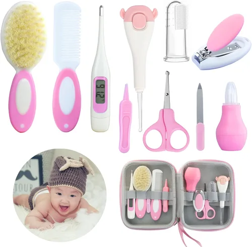 Miniatura 8 de Kit de cuidado del bebé, kit de aseo para bebés, artículos esenciales 10 en 1 para recién nacidos, cortaúñas para bebés, cepillo para bebés, peine