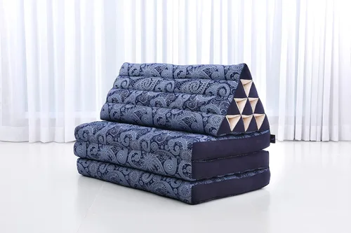 Miniatura 6 de Leewadee Tapete de 3 pliegues XXL con cojín triangular, almohada firme para TV, colchón plegable con cojín hecho de kapok ecológico, 67 x 31