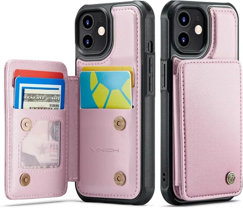 Miniatura 28 de Vinich Funda tipo cartera para iPhone 11 con tarjetero, bloqueo RFID, ranuras de crédito, función atril, a prueba de golpes, para iPhone 11 de 6.1