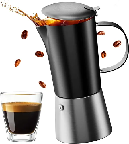 Miniatura 9 de Cafetera de acero inoxidable Moka Pot de 6 tazas (12 onzas líquidas), cafetera de estufa para inducción, estufas de gas y eléctricas, cafetera