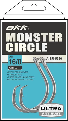 Miniatura 2 de BKK Gancho Monster Circle 4X Revestimiento ultraantioxidante de agua salada Punta de gancho de aguja Mango forjado Cebo de arrastre y vivo