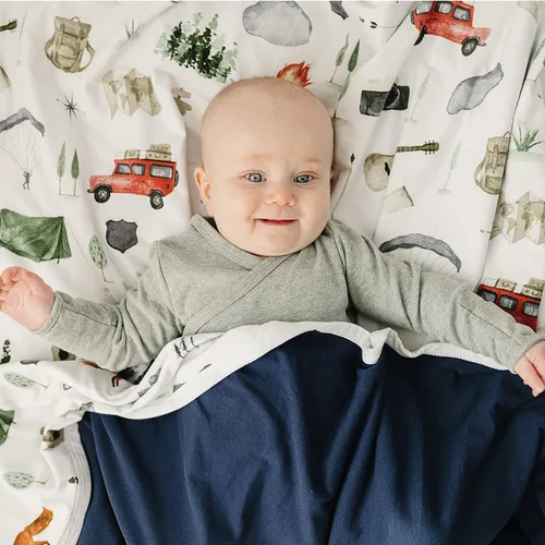 Miniatura 8 de Pobibaby Manta de bebé de alta calidad para niños, colcha de algodón suave y elástico para bebé, manta de cuna de 3 capas y mantas para niños