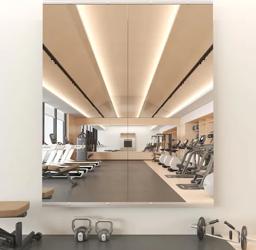 Miniatura 15 de Snowdool Espejo de gimnasio, 48 x 30 pulgadas, 2 espejos para pared de gimnasio en casa, grande, espejo de cuerpo completo para yoga, garaje