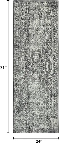 Miniatura 2 de Morebes Alfombra de pasillo bohemia negra de 2 x 6 pies para pasillo, alfombra de pasillo de cocina lavable, antideslizante, diseño de medallón
