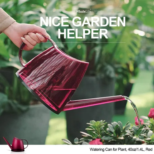 Miniatura 5 de WhaleLife Regadera interior para plantas de bonsái de casa (1.4L, rojo)