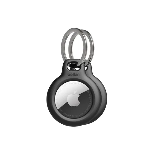 Belkin Apple AirTag - Soporte seguro con llavero, funda duradera resistente a los arañazos con cara abierta y bordes elevados, accesorio protector