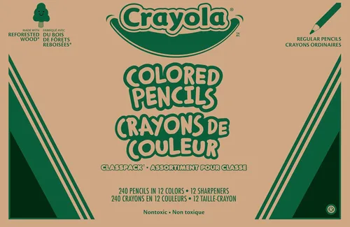 Crayola Lápices de Colores Classpack (240 unidades), Lápices de Colores a Granel para Niños, 12 Colores, Suministros para Colorear, Elementos