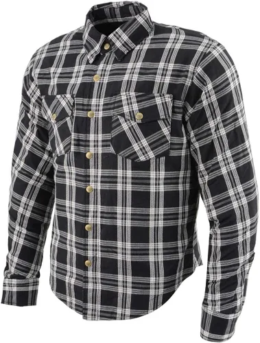 Miniatura 19 de Camisa de motociclista Milwaukee Leather para hombre, de franela a cuadros con fibra de aramida y armadura, Mediana MPM1654