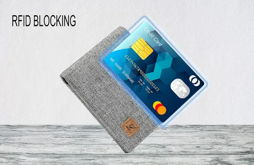 Miniatura 4 de Lanyani Carteras RFID plegables simples Sack - gris claro Minimalista