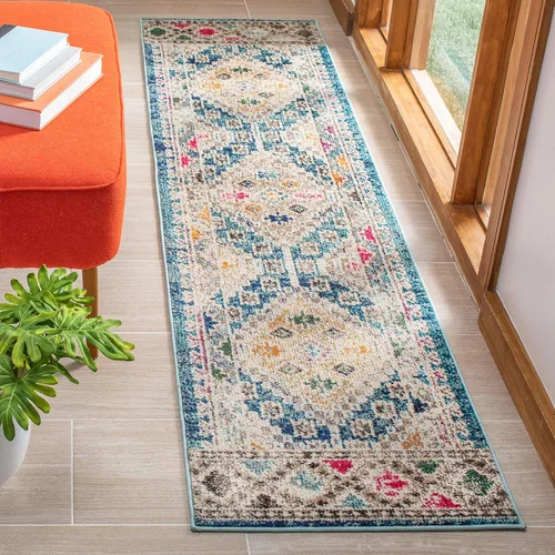 Miniatura 9 de Safavieh Madison Collection MAD418F - Alfombra de área con diamantes, Polipropileno, Gris/amarillo