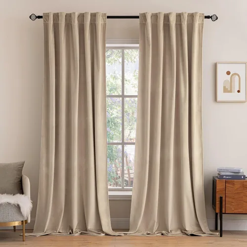 Miniatura 32 de MIULEE Cortinas de terciopelo de 84 pulgadas de largo, juego de 2 paneles para dormitorio, con pestaña trasera plisada, de lujo, aislamiento