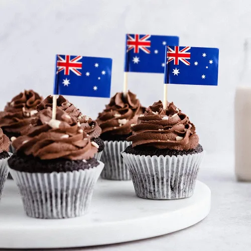 Miniatura 4 de Palillos de dientes pequeños con bandera australiana para aperitivos de fiesta, cupcakes, pasteles y comida, perfectos para vacaciones nacionales