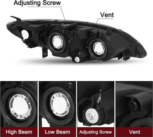 Miniatura 5 de JSBOYAT Conjunto de faros delanteros de repuesto con bombillas para Honda Civic 2/4 puertas 2004-2005, carcasa negra, reflector ámbar