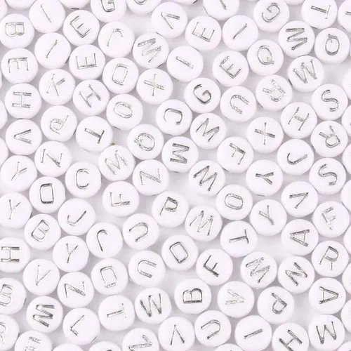 Miniatura 15 de 1200 piezas 4×7mm Cuentas de letras del alfabeto, cuentas acrílicas redondas negras y coloridas, para pulseras y hacer joyas