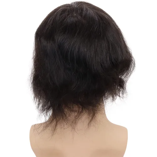 Miniatura 5 de Tupé de cabello humano europeo para hombres, suave, completo, suizo, sistema de reemplazo de cabello, extensiones de cabello de 10 x 8 pulgadas, 1B