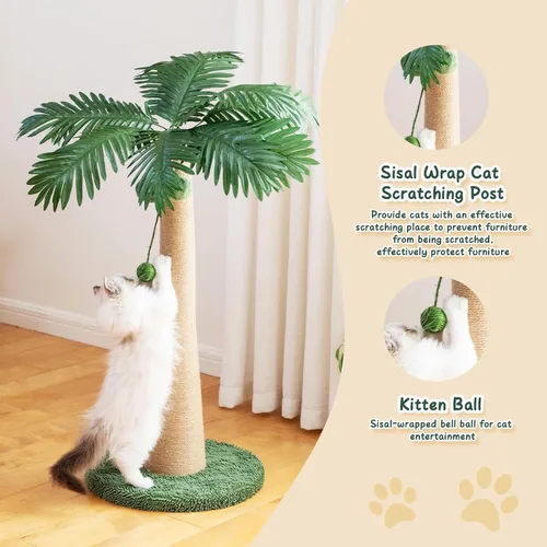 Miniatura 3 de Poste rascador para gatos de 43 pulgadas, con bola colgante para gatos de interior, rascador de gato grande, rascador de sisal, nuevo redondo