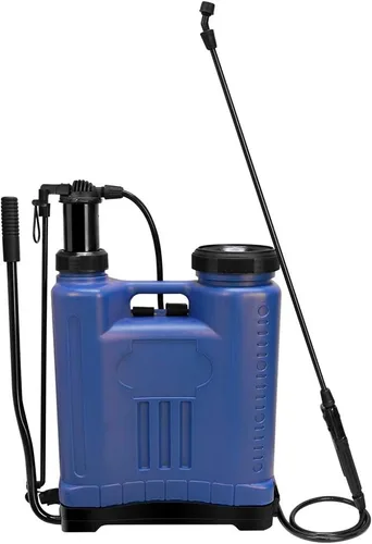 Pulverizadores de 4 galones en césped y jardín con boquillas ajustables mochila manual pulverizador de bomba de mano, color azul Azul de 4 galones