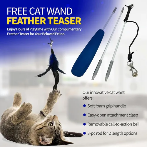 Miniatura 6 de Pet Fit For Life Transportador de gatos extra grande para viajes, plegable y portátil, plegable, con caja de arena, juguete de plumas y cuenco