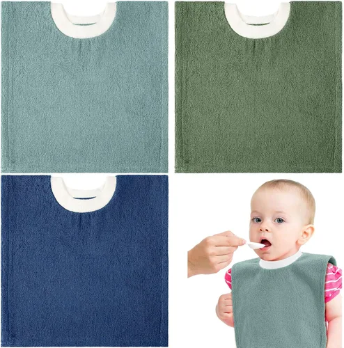 Miniatura 10 de Foaincore 3 piezas de cobertura completa para niños pequeños, baberos de bebé, baberos absorbentes de algodón toalla de rizo para niños pequeños