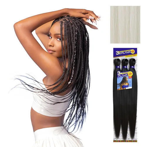 Miniatura 43 de Sensationnel Ruwa - Cabello trenzado preestirado, 3 x 48 pulgadas, repelente al agua, kanekalon, de secado rápido, sintético, sin picazón