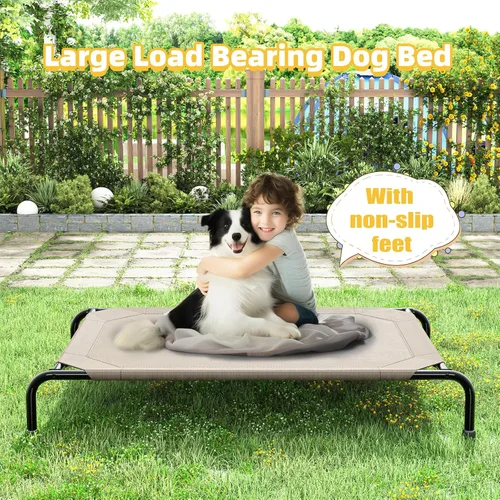 Miniatura 5 de Simple Trending - Cama elevada para perros para perros de tamaño grande, cuna elevada para mascotas al aire libre con cama de hamaca para mascotas