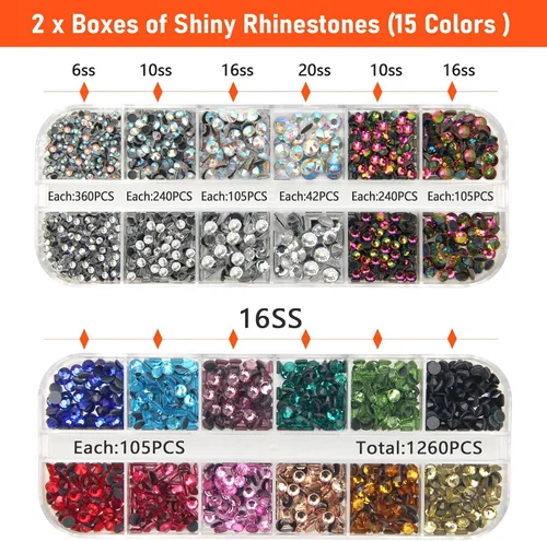 Miniatura 5 de Catcan Herramienta Aplicadora de Hotfix, Kit Aplicador de Rhinestones Hotfix Bedazzler con 2 Cajas de Rhinestones de Cristal AB Herramienta Naranja