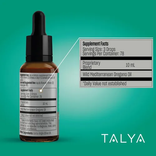 Miniatura 5 de TALYA Aceite de orégano 0.34 onzas líquidas Aceite de orégano líquido Apoyo inmunológico, alto contenido de carvacrol, salud digestiva Sin OMG