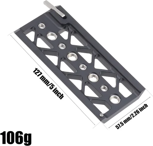 Miniatura 3 de FocusFoto Placa de puente de cola de milano de 5 pulgadas, placa base de trípode inferior, soporte de placa base ligera para Tilta Standard Camera