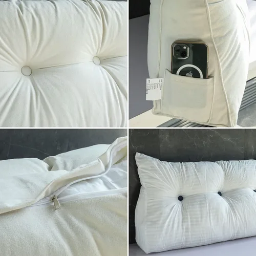Miniatura 2 de Almohada de cuña para cabecera para dormir, almohadas de descanso de espalda con funda extraíble, almohada de lectura triangular para sentarse