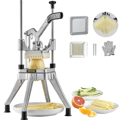 VEVOR Picador comercial de frutas y verduras, hoja de 1/4 pulgadas, cortador de alimentos profesional de alta resistencia, cortador de papas fritas